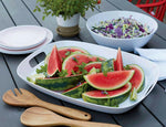 Lunea Melamine White 19"x14" Tray with Handles