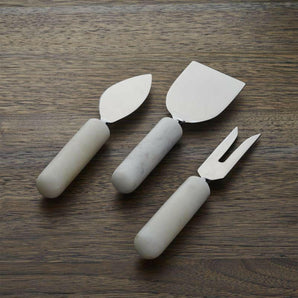Set of 3 Marble Handle Cheese Knives
