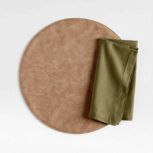 Maxwell Round Sand Brown Easy-Clean Placemat