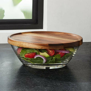 Miles Glass Bowl with Acacia Wood Lid.