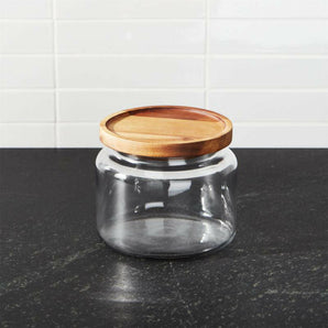 Montana 48 oz. Small Acacia and Glass Jar.