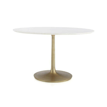 Nero 48" Marble Dining Table with Brass Base.