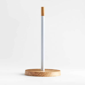 Olivewood and Matte White Paper Towel Holder.