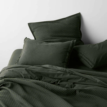 Organic Cotton Ficus Green King Bed Sheet Set.