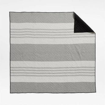 Laurentis Ink Black Crinkle Stripe Standard Sham.