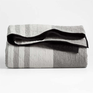 Laurentis Ink Black Crinkle Stripe King Quilt.
