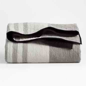 Laurentis Ink Black Crinkle Stripe King Quilt.