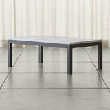 Parsons White Marble Top/ Dark Steel Base 48x28 Small Rectangular Coffee Table