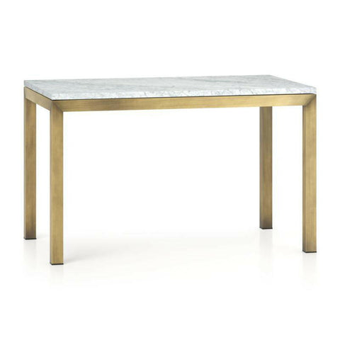 Parsons White Marble Top/ Brass Base 48x28 Dining Table