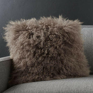 Pelliccia Mushroom Brown 16" Pillow with Feather-Down Insert