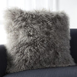 Pelliccia Silver Grey 23" Pillow with Down-Alternative Insert.