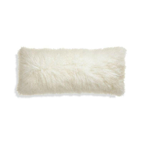 Pelliccia Ivory Mongolian Sheepskin Lumbar Pillow Cover 36"x16"