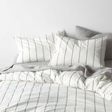 Organic Percale Cotton Striped Pewter Grey King Duvet Cover.