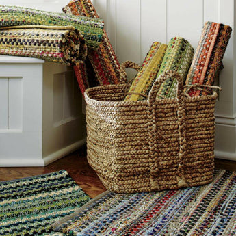 Tyler Square Basket With Rope Handle Low.