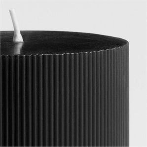 3"x4" Ribbed Black Pillar Candle.