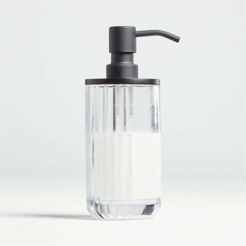 Ribbed Glass Soap Pump.