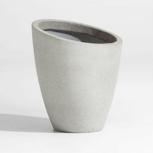 Slant Light Grey Short Indoor/Outdoor Planter.