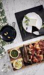 Slate and Wood Serving Board with Bowls