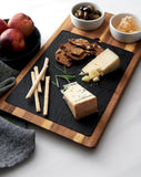 Slate and Wood Serving Board with Bowls