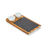 Slate and Wood Serving Board with Bowls