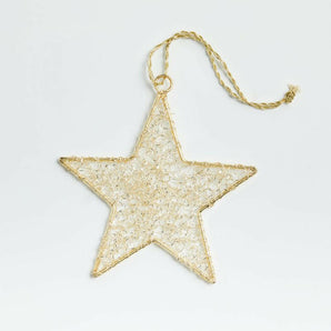 Gold Tinsel Star Christmas Tree Ornament