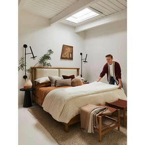 Aire Crinkle Cotton Linen Blend Cotton Cream King Comforter.