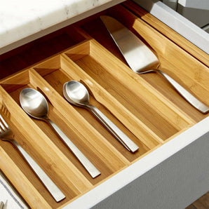 Expandable Bamboo Flatware Tray.