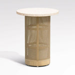 Vernet Cane Travertine End Table