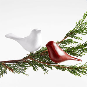 White Wood Bird Clip Ornament