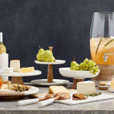 Wood and Marble Footed Fruit Bowl.