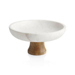 Wood and Marble Footed Fruit Bowl