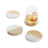 Wood and Marble Coasters, Set of 4