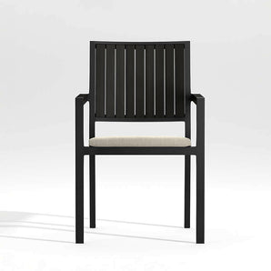 Alfresco II Black Outdoor Dining Chair with Silver Sunbrella ® Cushion