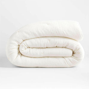 Aire Crinkle Cotton Linen Blend Cotton Cream King Comforter.