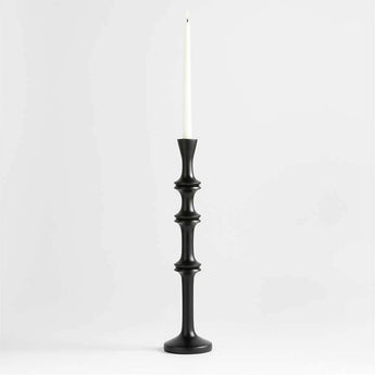 Century Black Acacia Wood Taper Candle Holder 20".