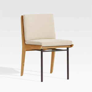 Kinney Teak Wood Outdoor Dining Side Chair with Cushion.