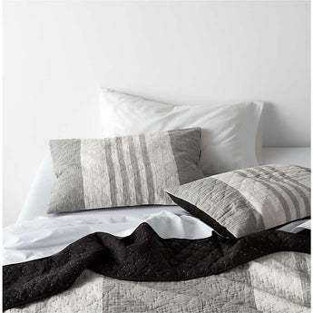 Laurentis Ink Black Crinkle Stripe King Quilt.