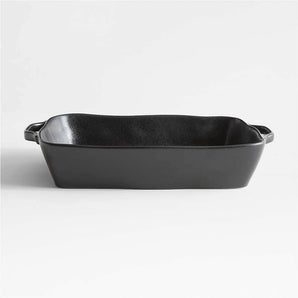 Marin Large Matte Black Ceramic Baking Dish.