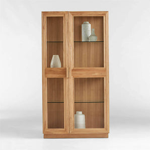 Calypso Glass and Natural Wood Storage Cabinet