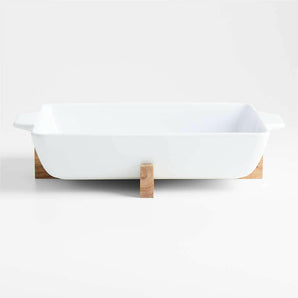 Oven-to-Table Rectangle Baking Dish with Wood Stand