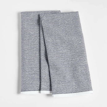 Textured Terry Indigo Organic Cotton Dish Towels, Set of 2.
