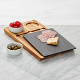 Slate and Wood Serving Board with Bowls.
