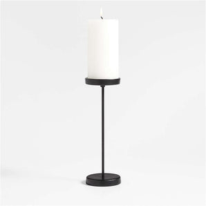 Tepes Matte Black Pillar Candle Holder 10".