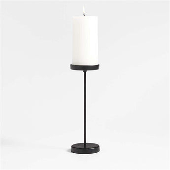 Tepes Matte Black Pillar Candle Holder 10".