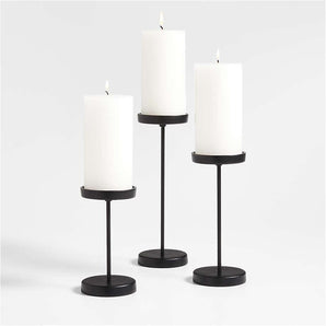 Tepes Matte Black Pillar Candle Holder 10".