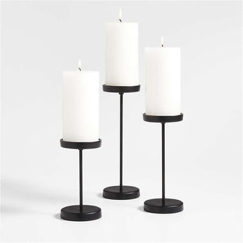Tepes Matte Black Pillar Candle Holder 10".