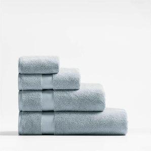 Organic Turkish Cotton Mist Blue Washcloth.