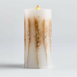 Flickering Flameless 3"x6" Wheat Inclusion Wax Pillar Candle