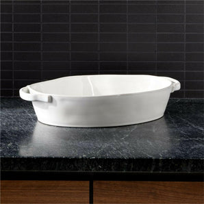 Marin 10"x13.75" White Oval Baker with Handles