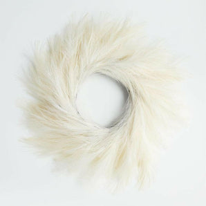 Faux White Pampas Grass Wreath 28".